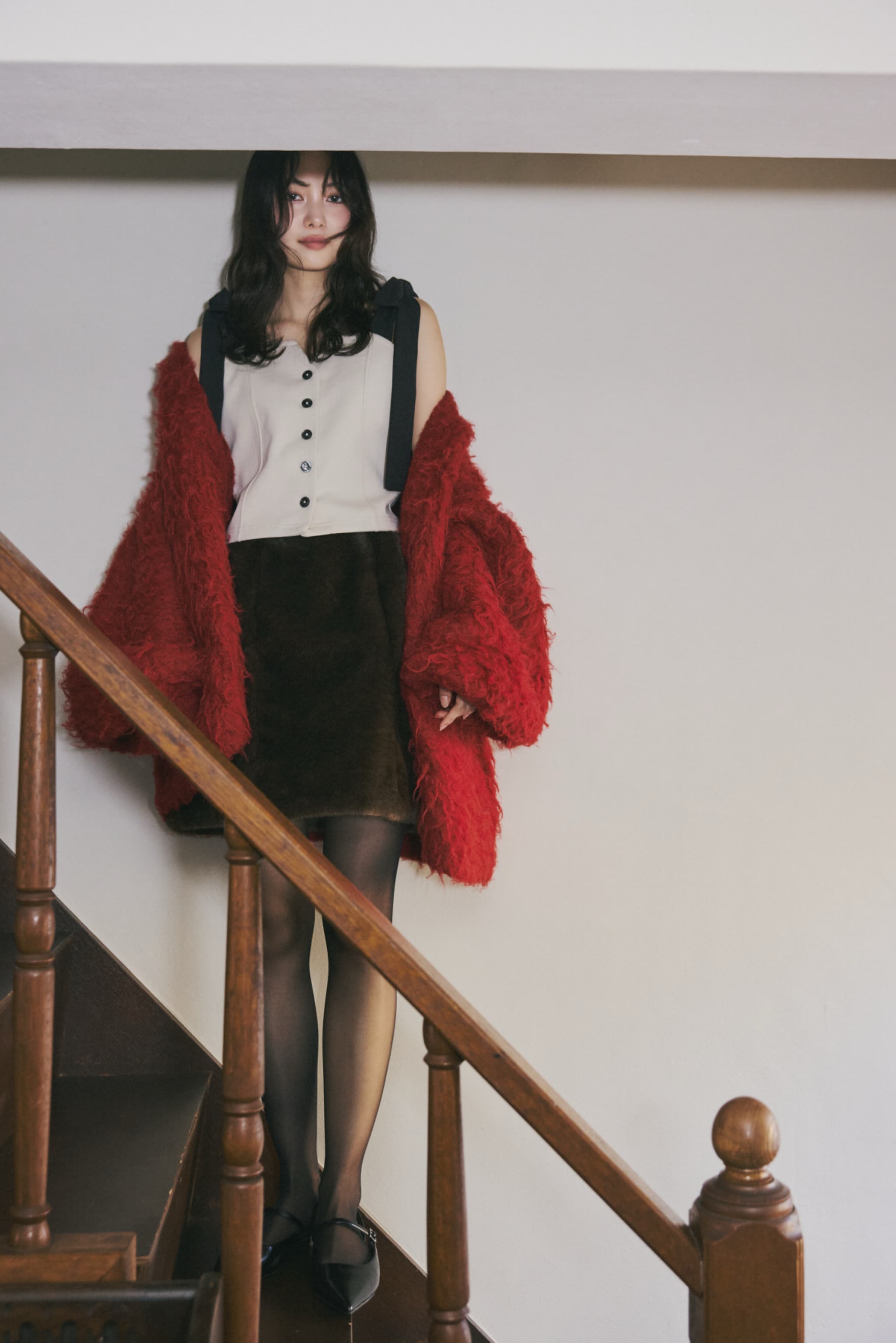 ribbon shoulder sweat bustier