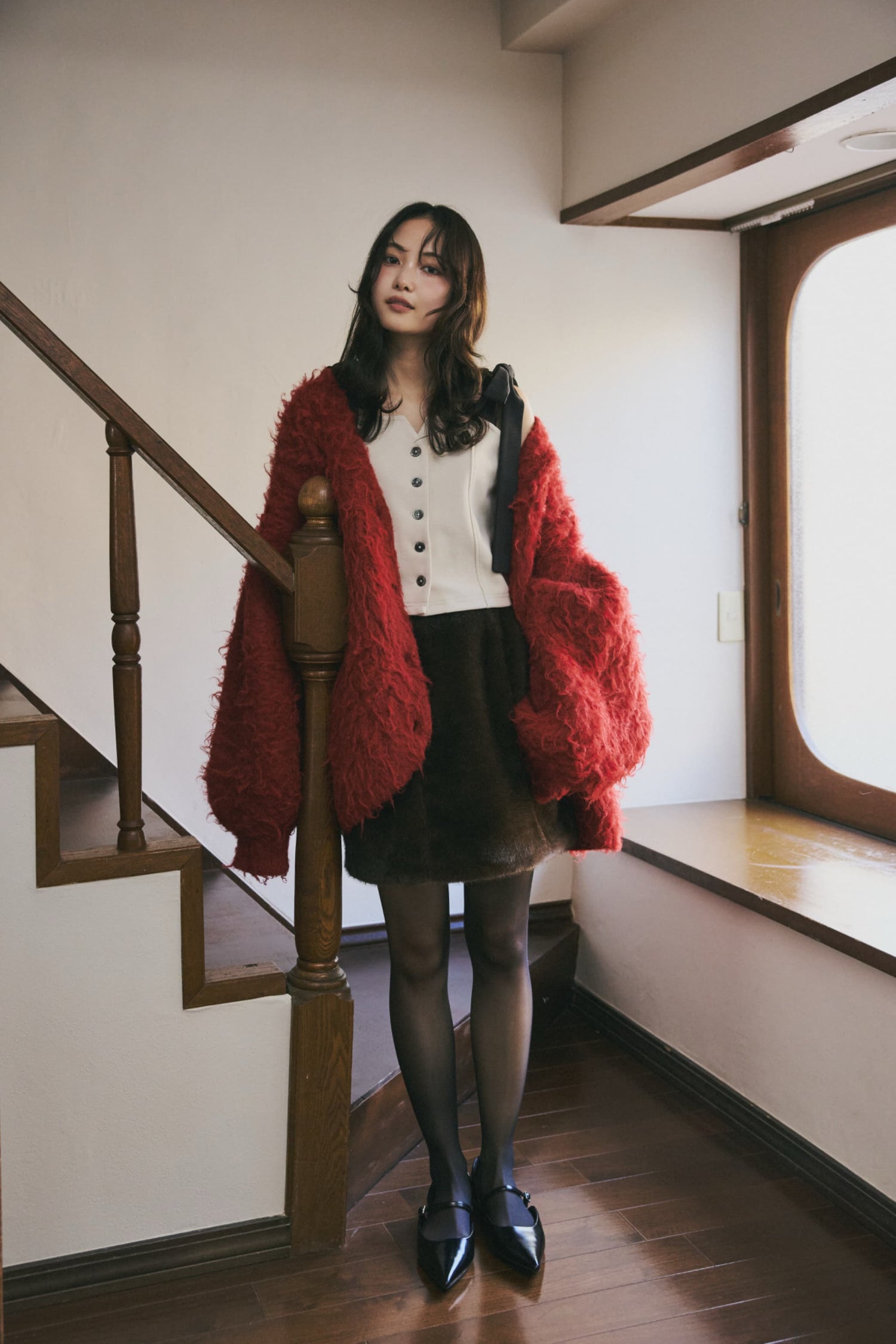 ribbon shoulder sweat bustier