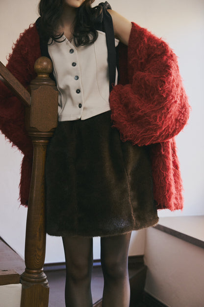 fur mini skirt