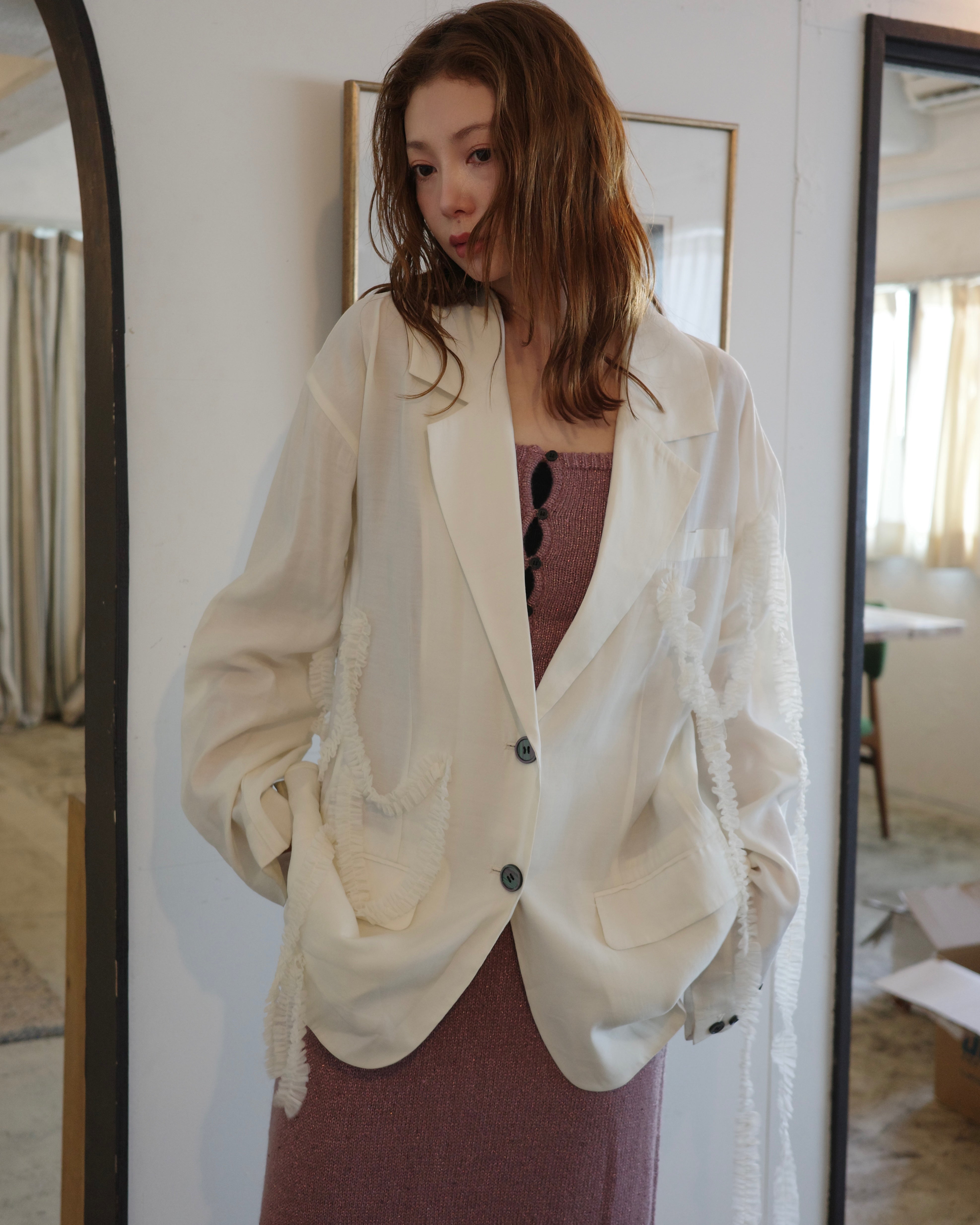 ジャケット・アウター andequal tulle pattern sheer jacket tulle pattern sheer jacket – andequal