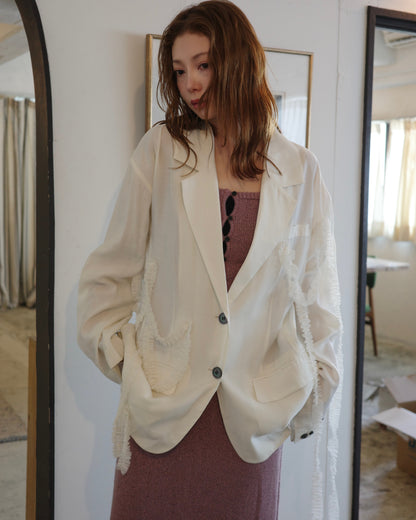 tulle pattern sheer jacket