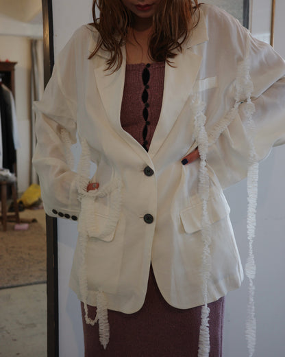 tulle pattern sheer jacket