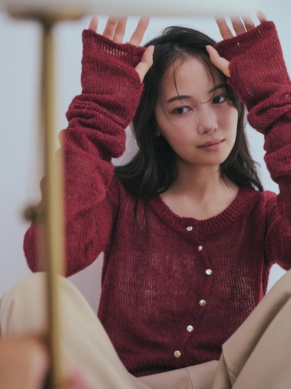 wave design sheer knit