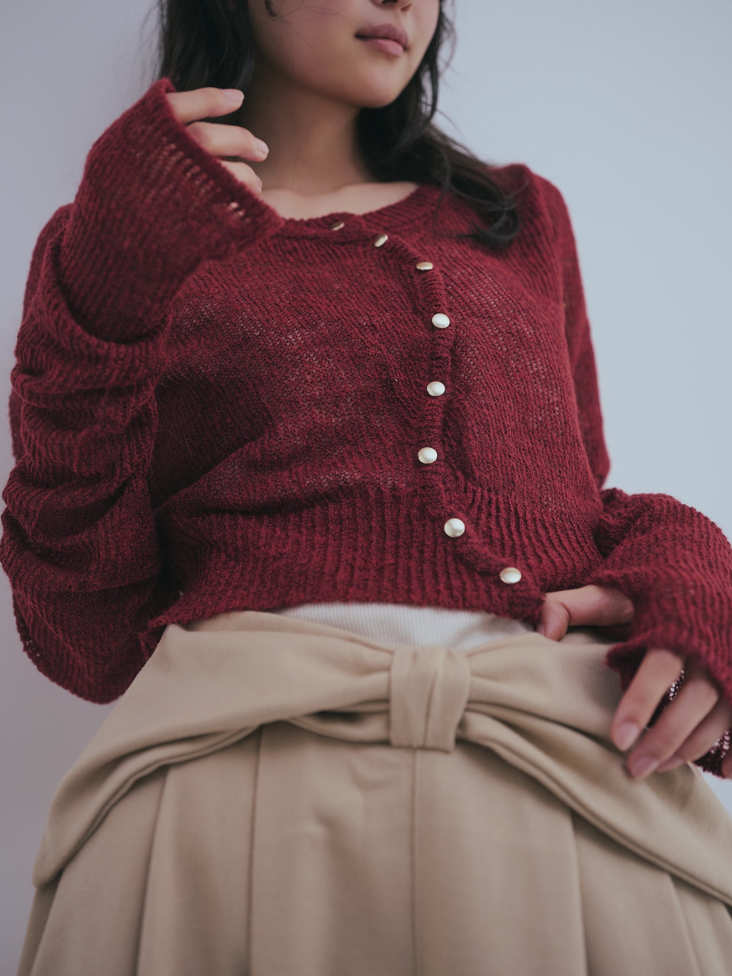wave design sheer knit