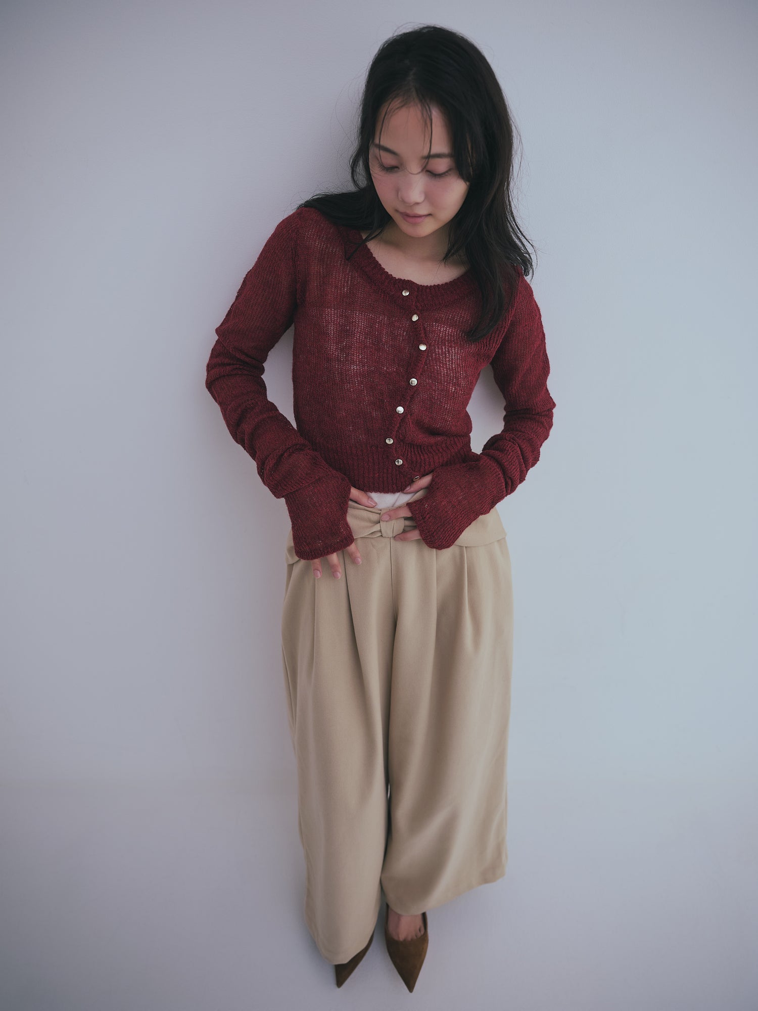 wave design sheer knit