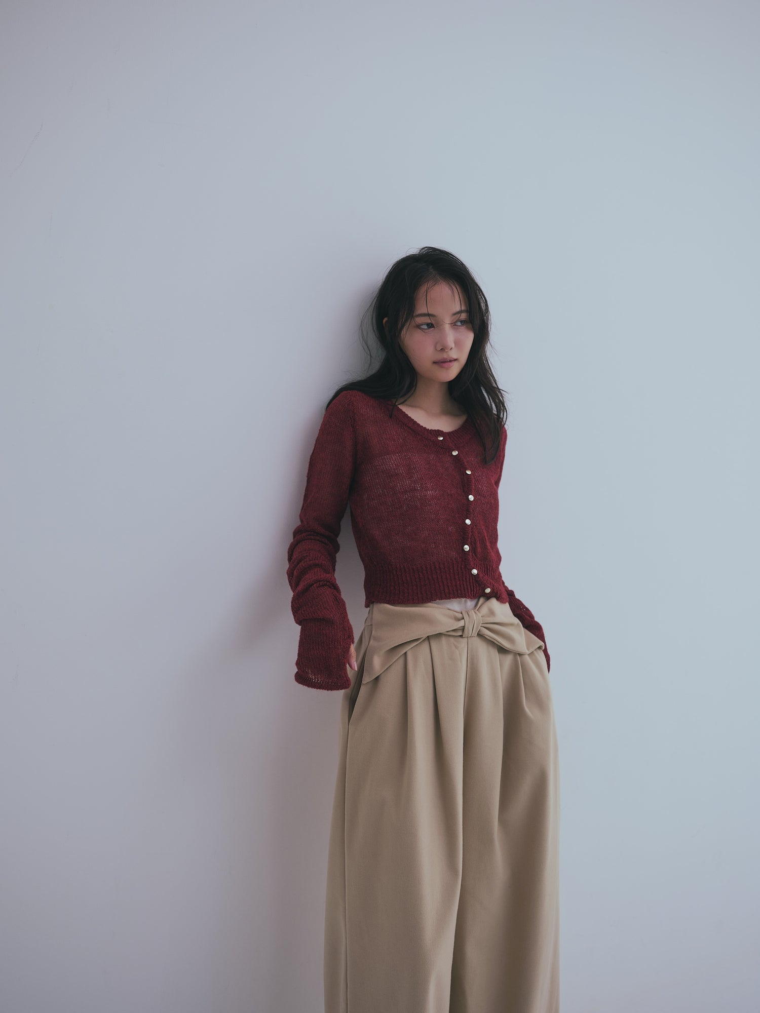 wave design sheer knit