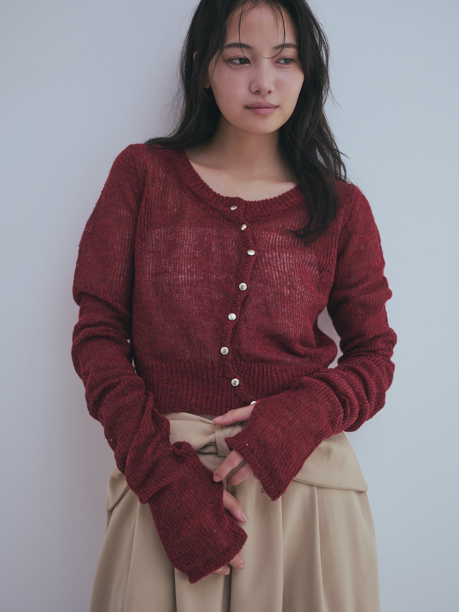 wave design sheer knit