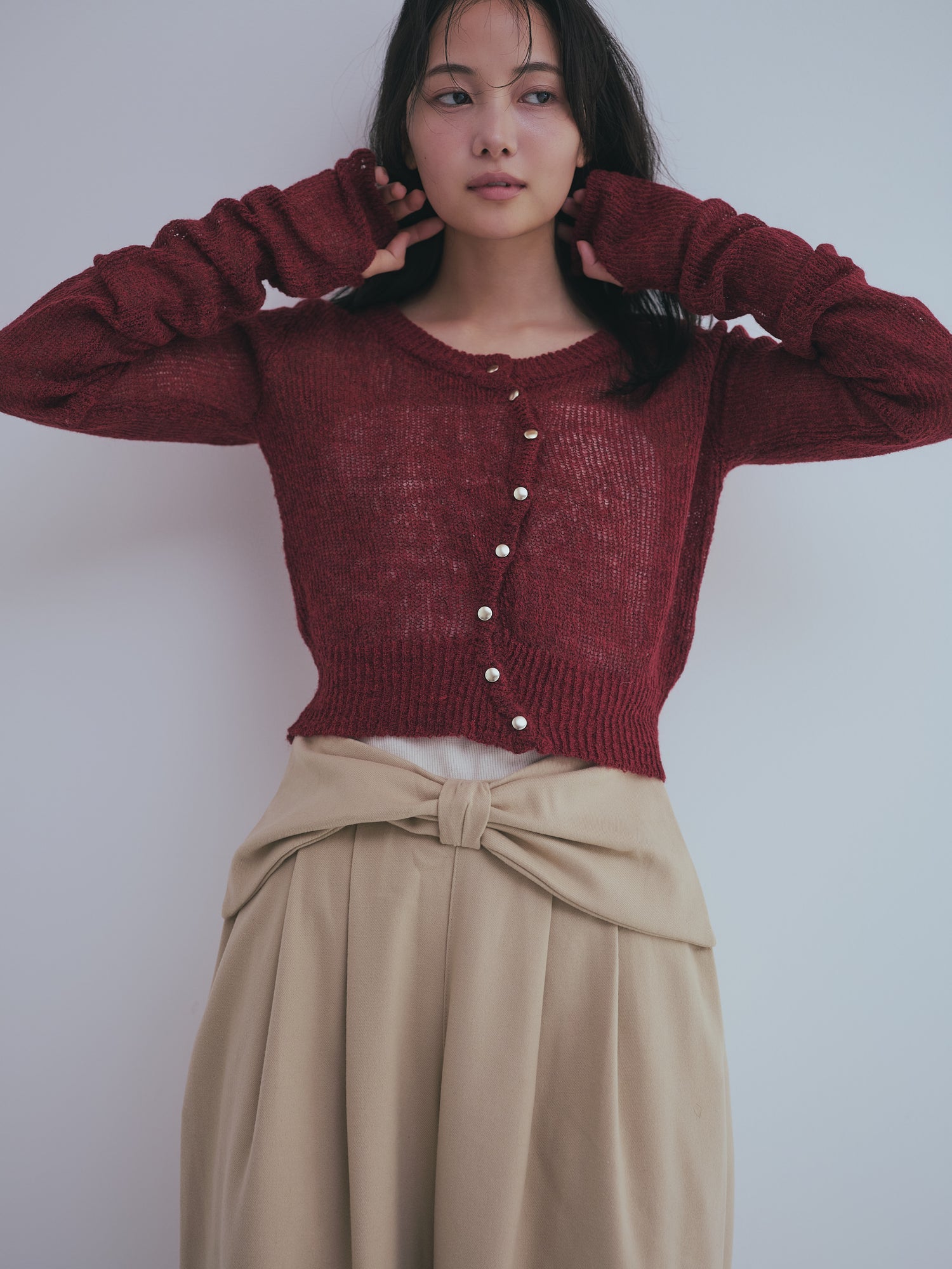 wave design sheer knit