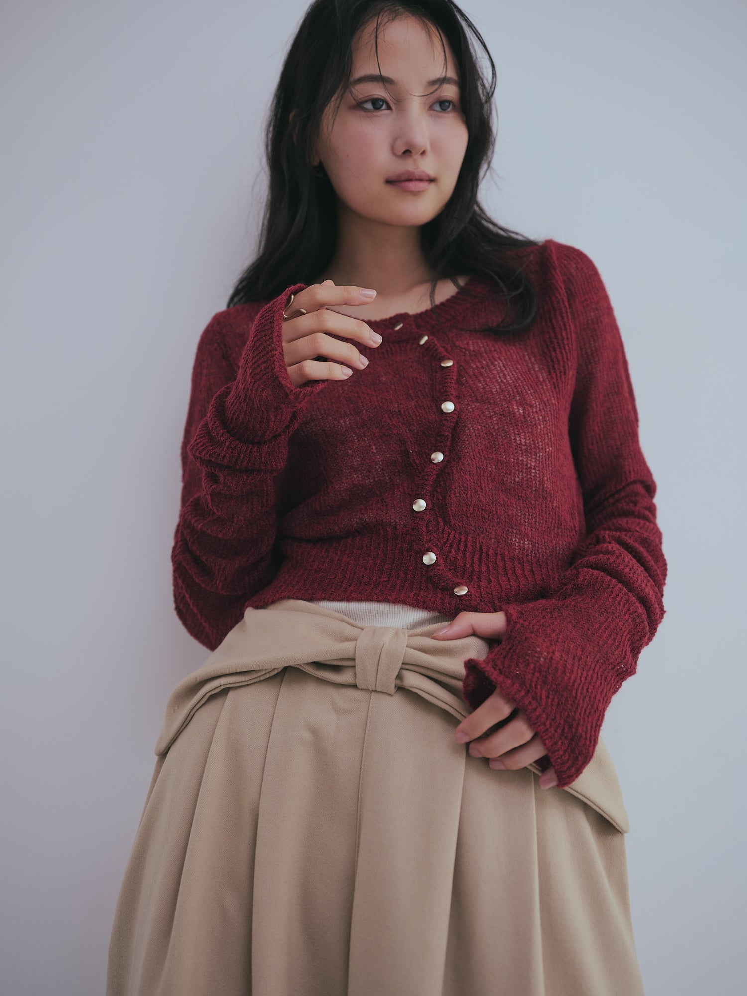wave design sheer knit