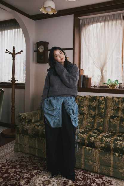 fringe collar sleeve knit