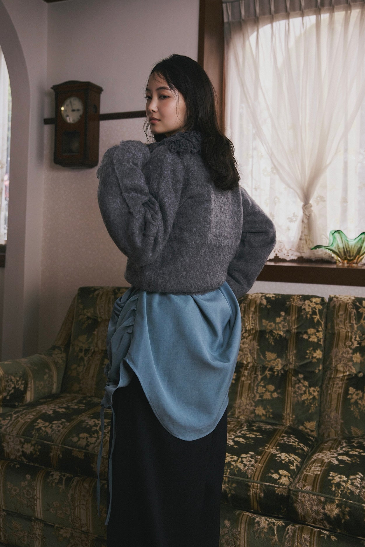 fringe collar sleeve knit