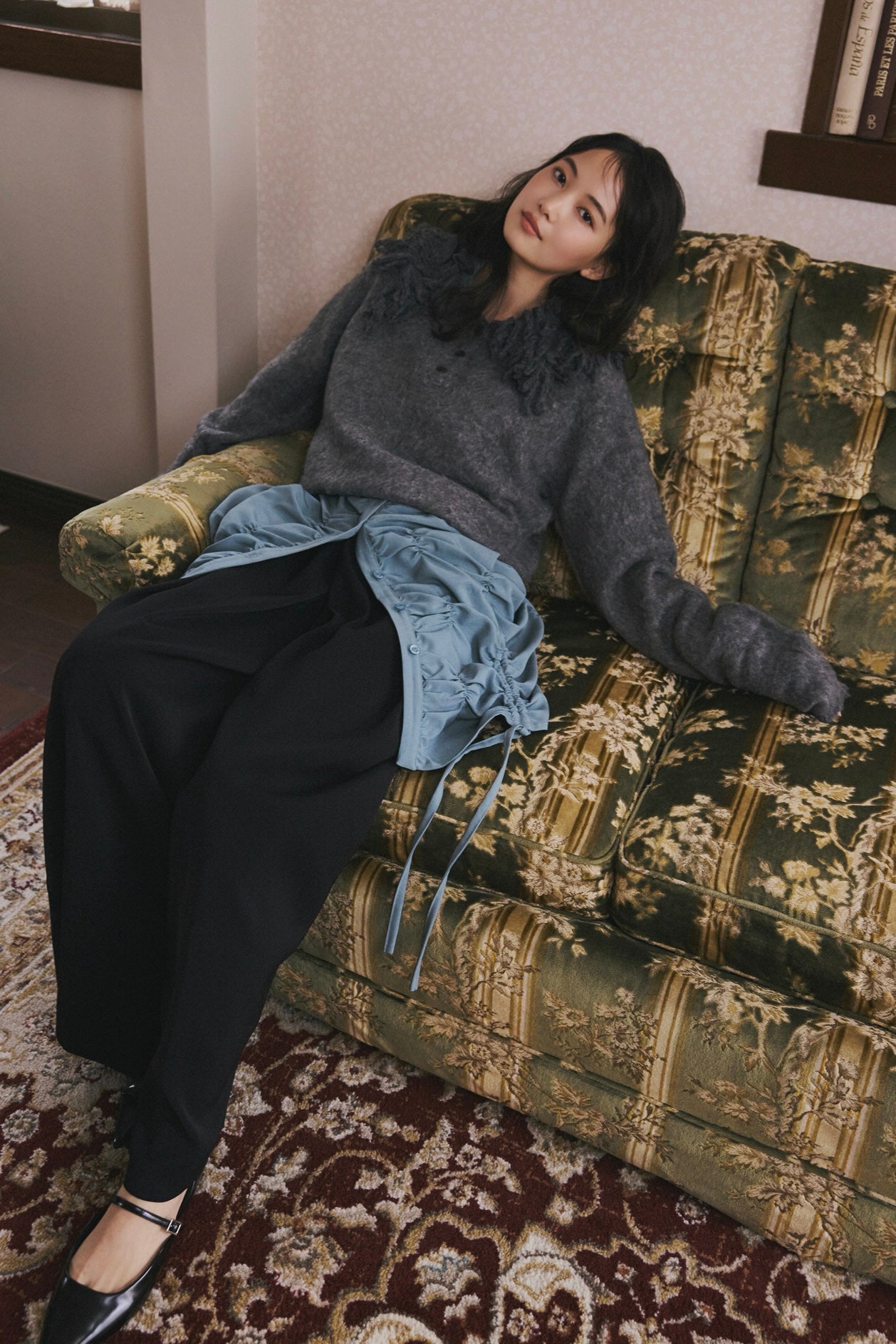 fringe collar sleeve knit