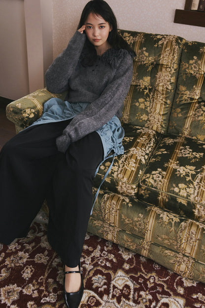 fringe collar sleeve knit