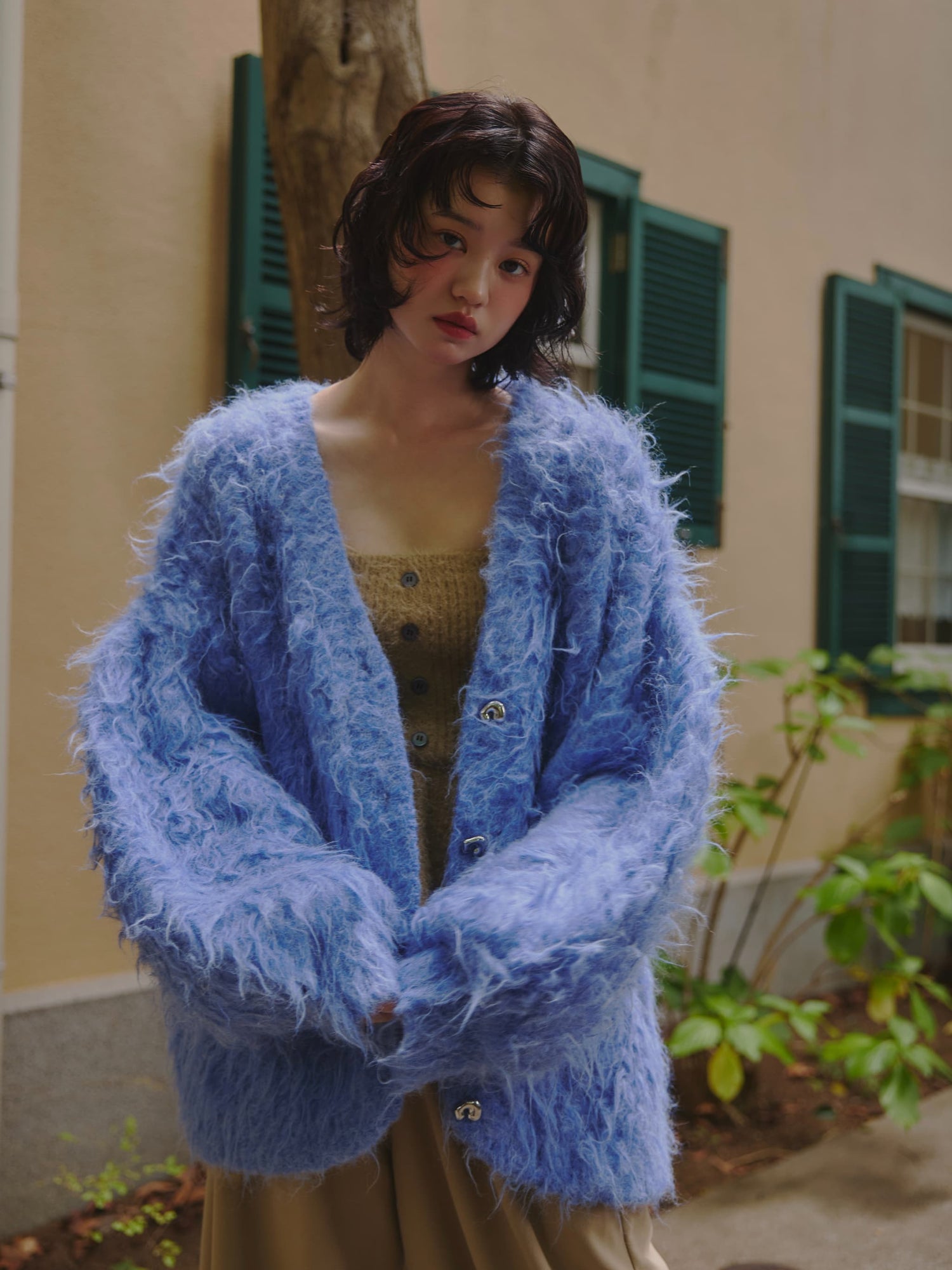 unique button knit cardigan