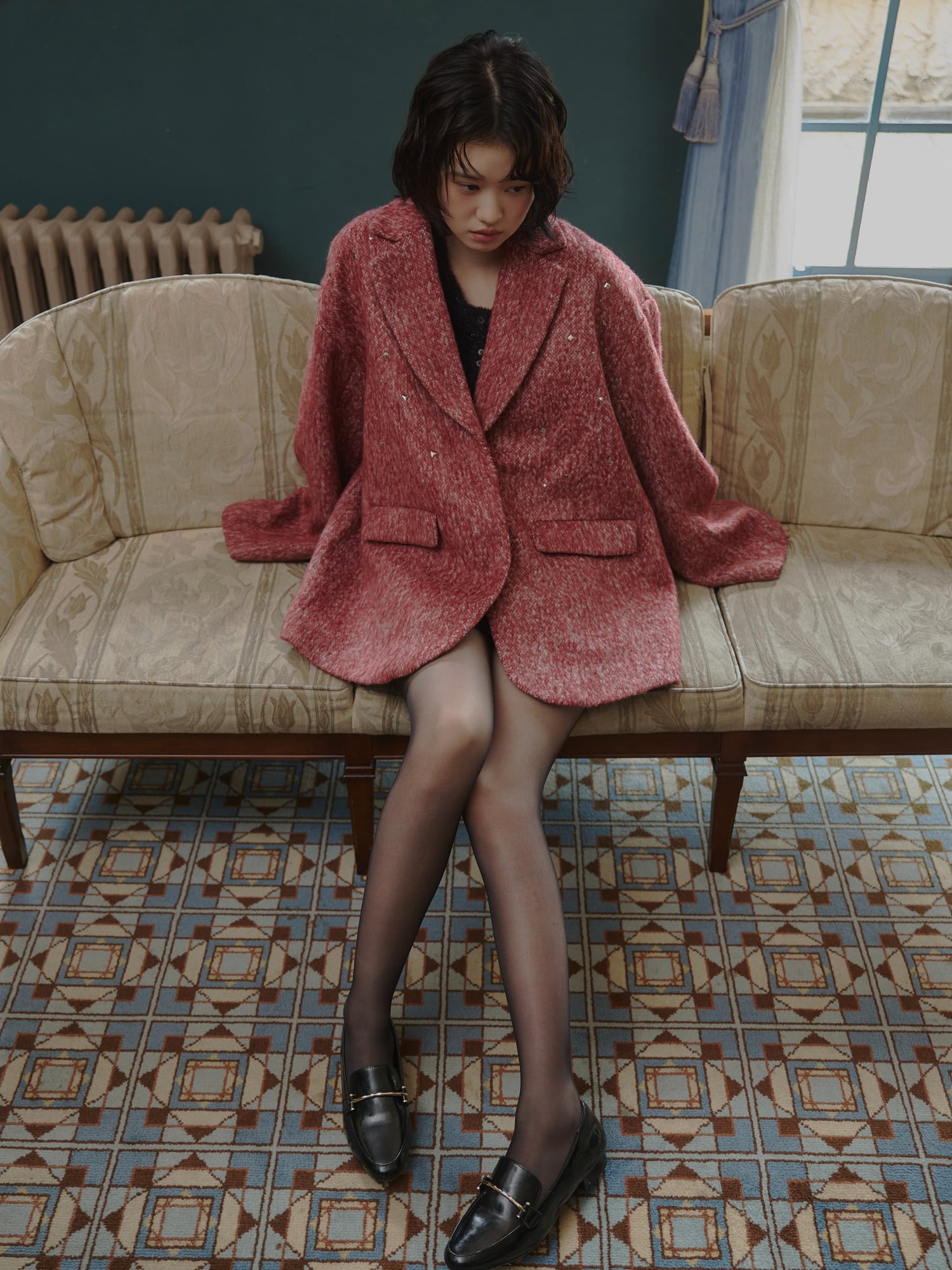 shaggy studs coat jacket